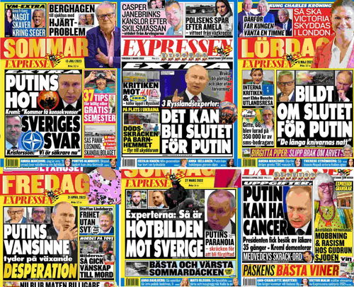 Två år med Expressen – 586 löp om Putin, noll om folkmordet